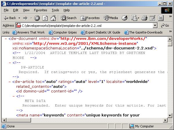 IE displaying XML template as XML